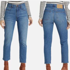 RAG & BONE Nina Button Fly High Rise Ankle Cigarette Blue Jeans--25